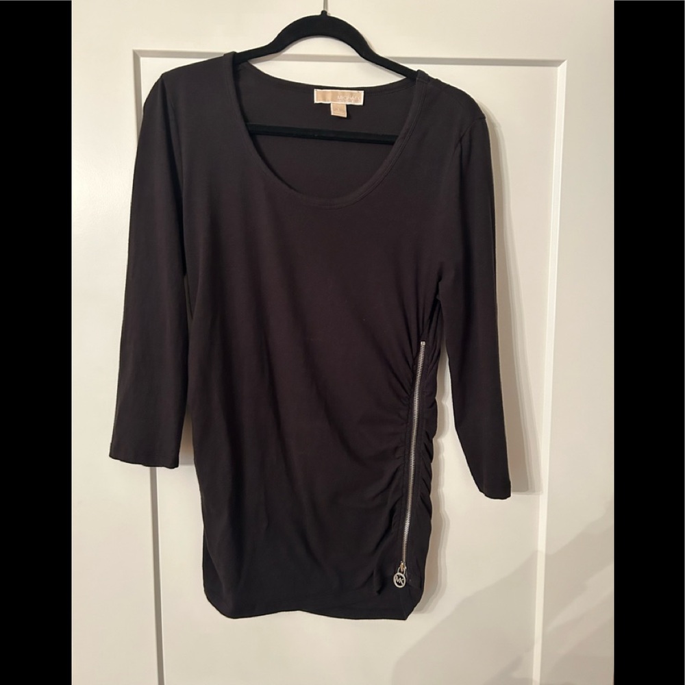 MICHAEL Michael Kors T-Shirt with Logo Zipper and Ruching